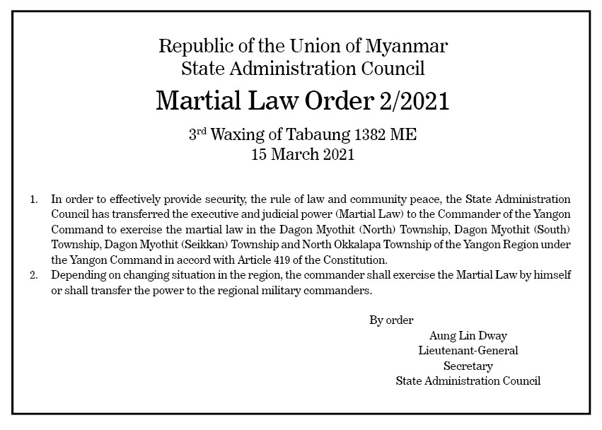 Martial Law Order 2 2021