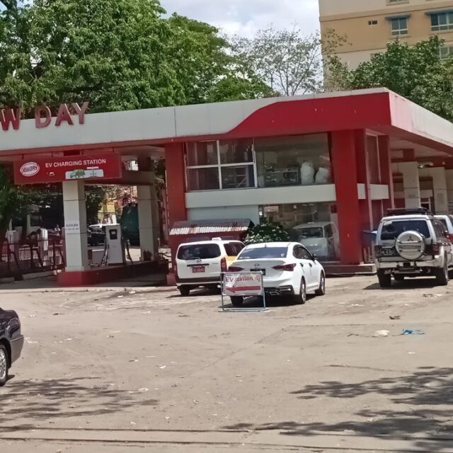 New Day filling station located at the corner of Bargayar Road and Baho Road, where EV charging is provided
